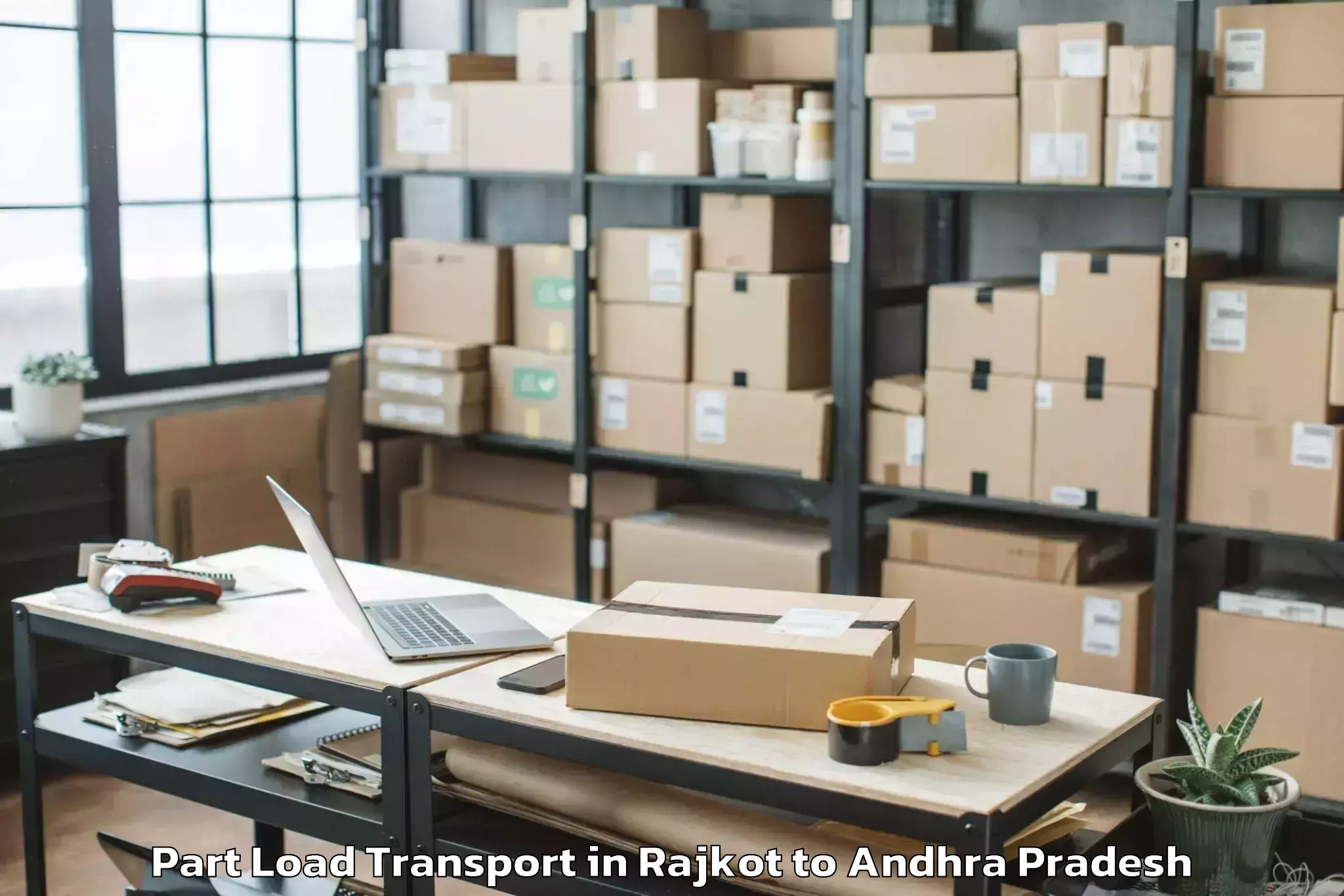 Professional Rajkot to Koyyalgudem Part Load Transport